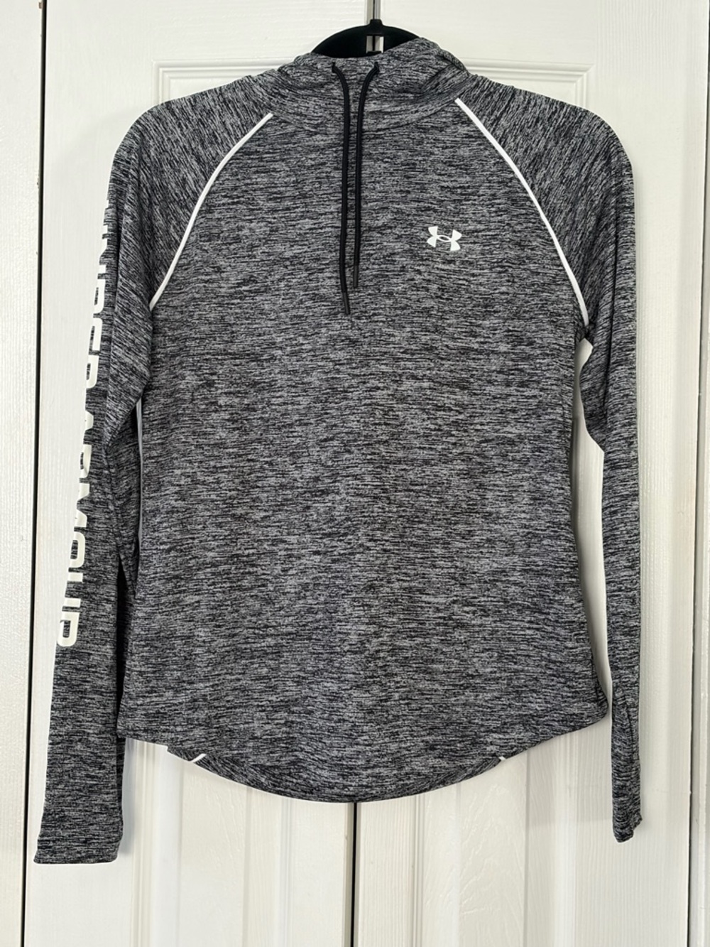 Under Armour Heathered Black & White Women's Hooded Performance Top